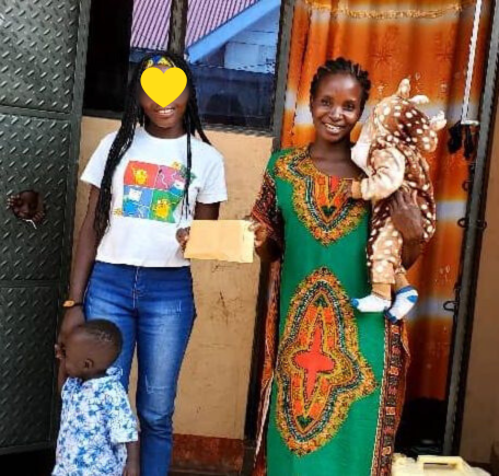 Survivor and her baby being resettled with older sister